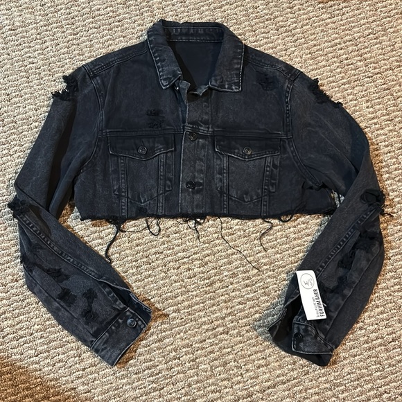 Hubs & Hers Cool Wives Club Cropped Black Denim Jacket - Picture 6 of 6